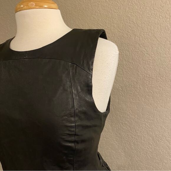 Rebecca Minkoff Leather Pleated Dress Black 10 - Picture 6 of 11